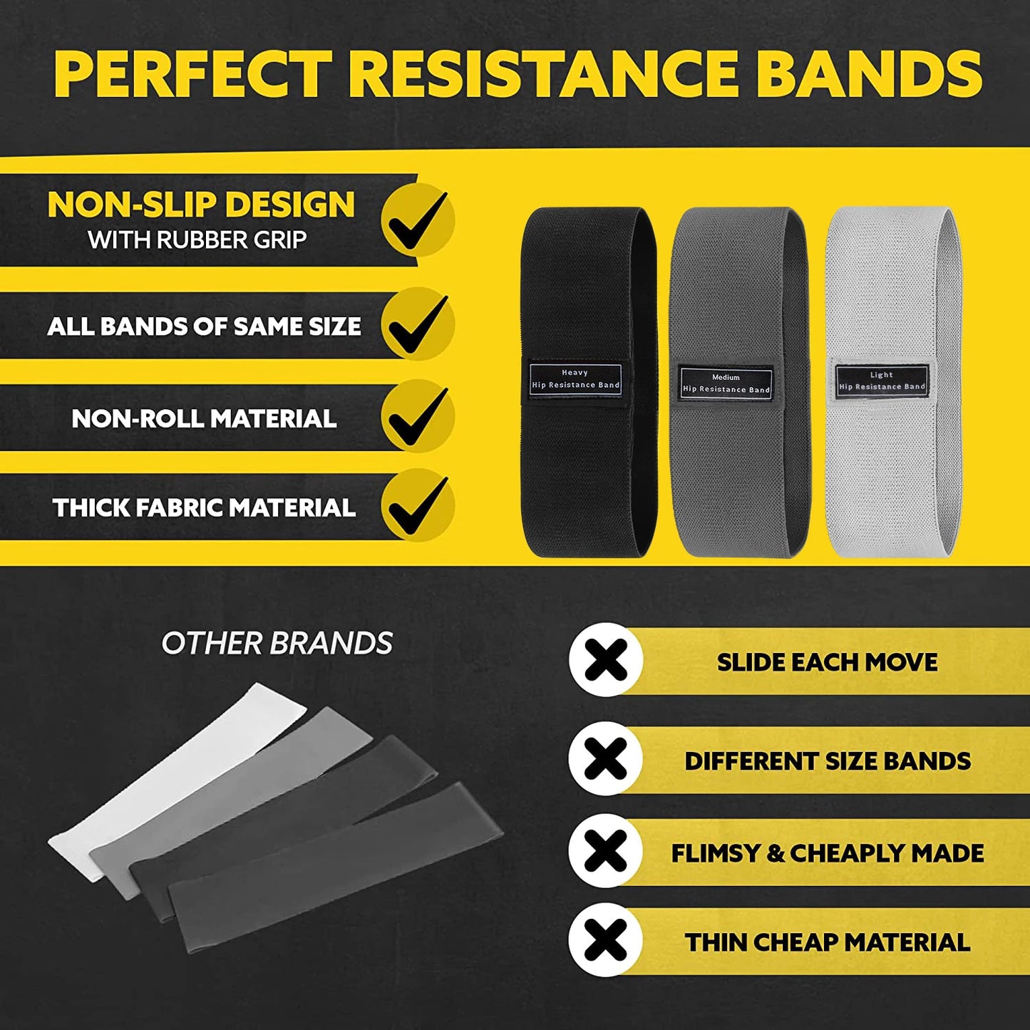 Fabric Resistance Bands for Glutes, Thighs, and Hips for Men and Women – Ideal for Squats, Stretching, and Yoga Workouts